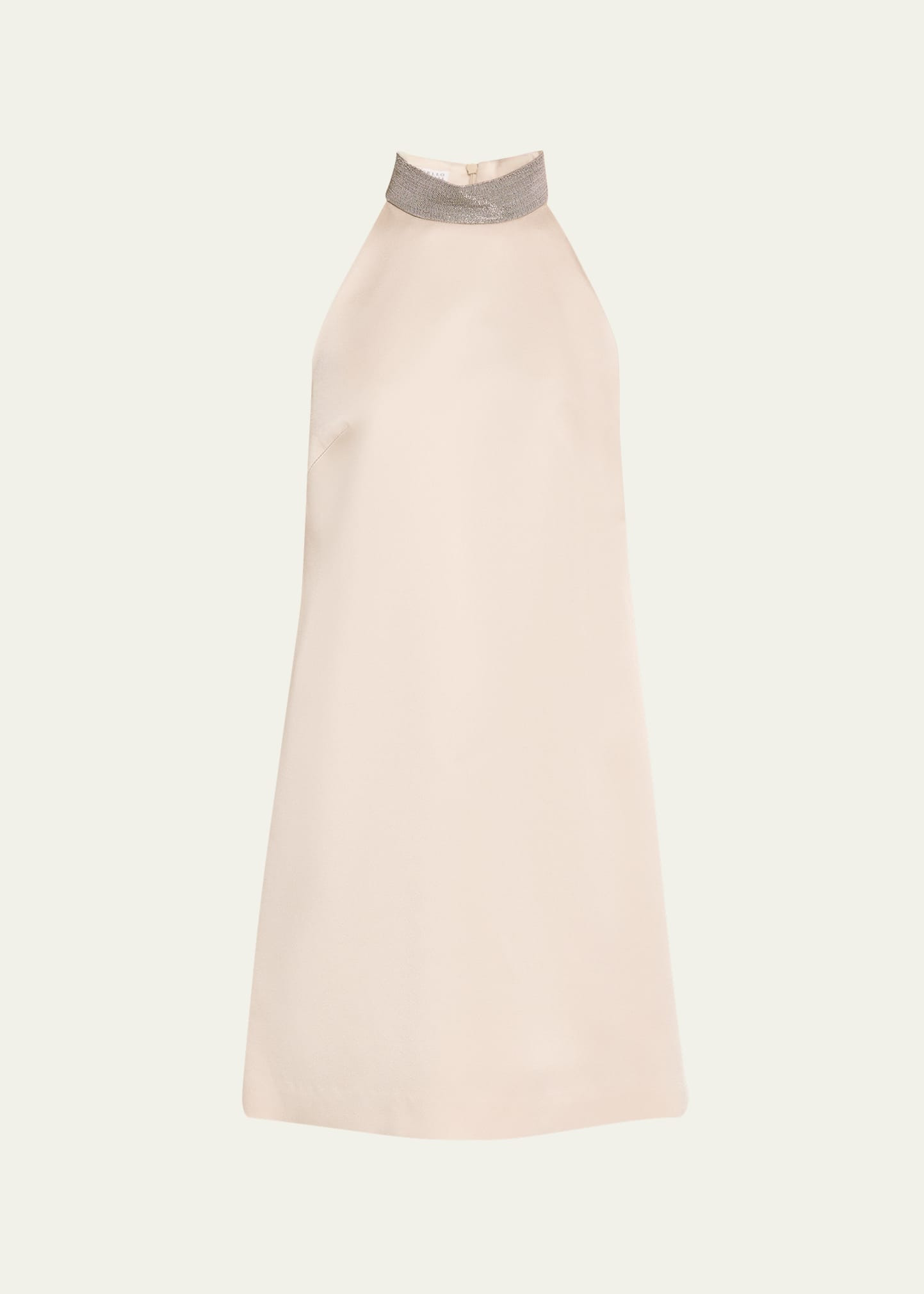 Satin Cady A-Line Dress with Precious Monili Collar - 1