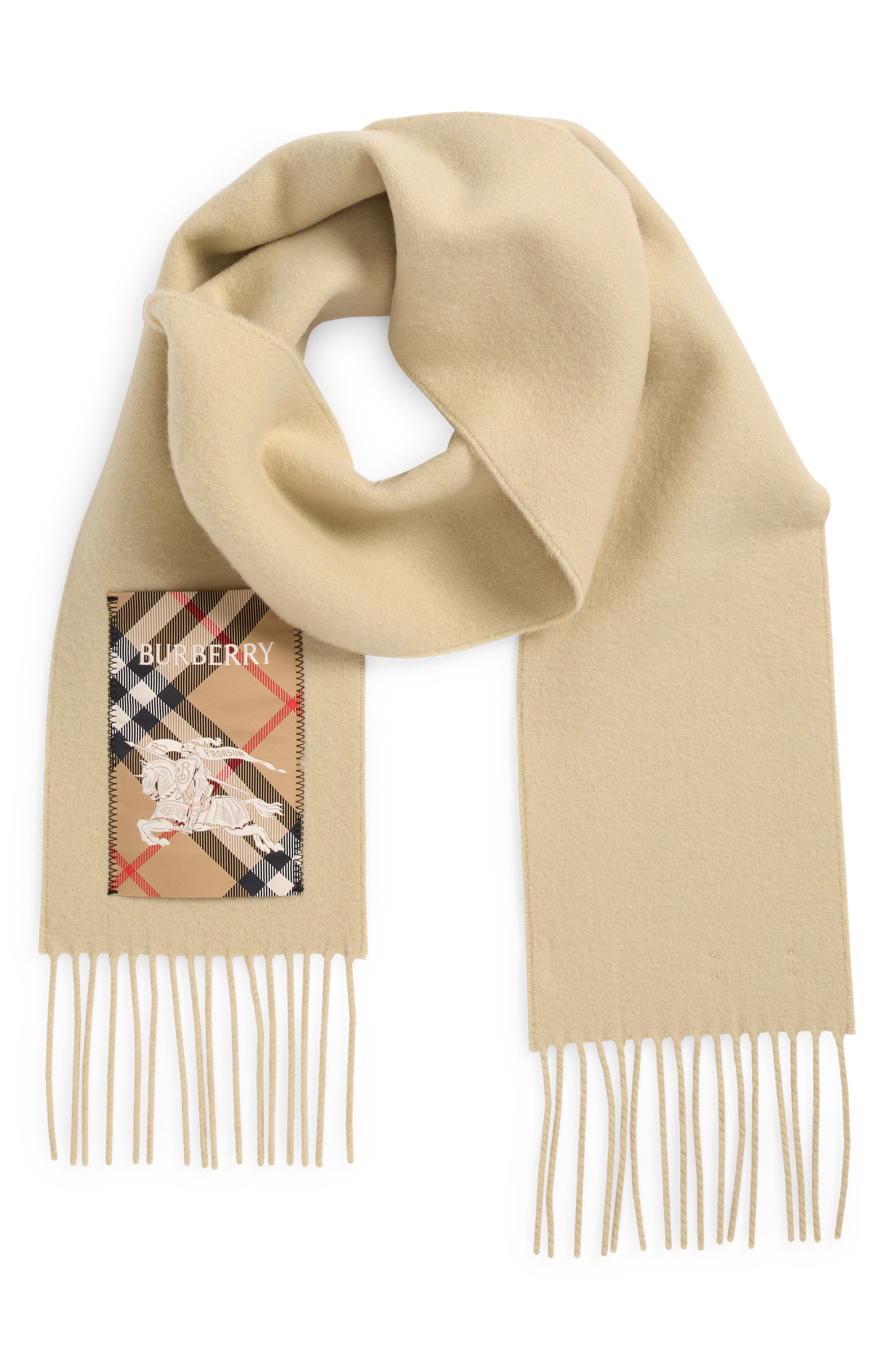 burberry Equestrian Knight Detail Cashmere Fringe Scarf in Nutmeg at Nordstrom - 3
