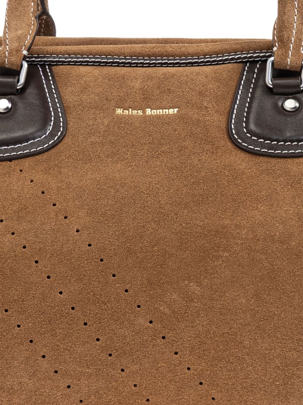 Wales Bonner perforated suede handbag - 6