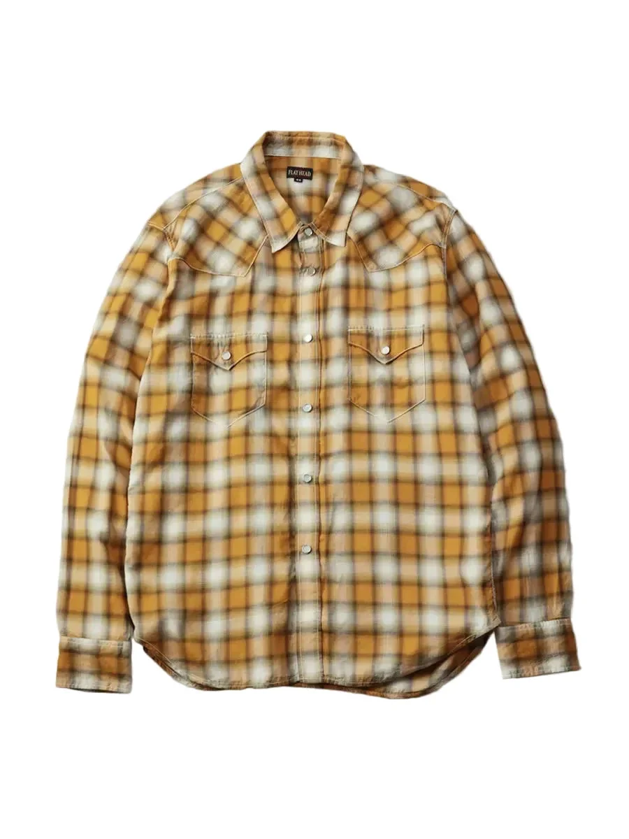 FN-SCW-021L 3oz Ombre Check Western Shirt Yellow - 1