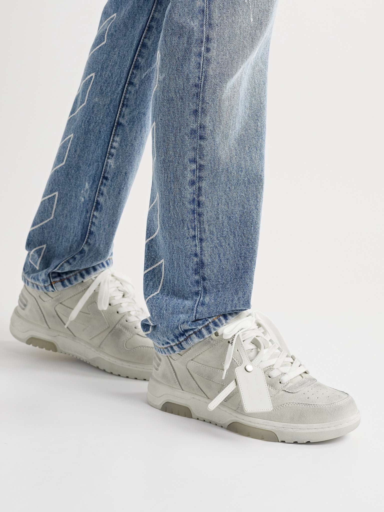 Out of Office Distressed Leather-Trimmed Suede Sneakers - 3