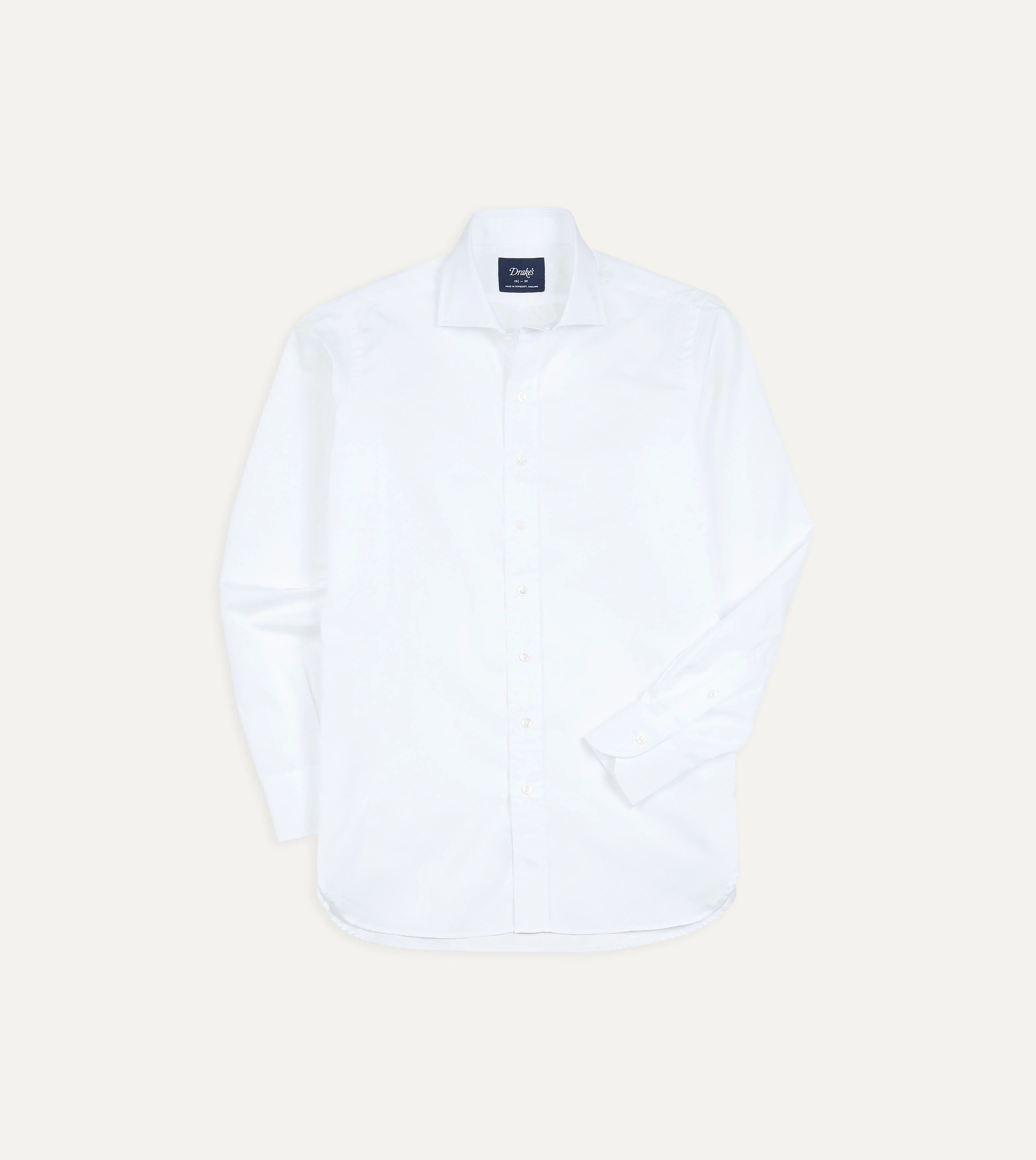 White Cotton Spread Collar Poplin Shirt - 1