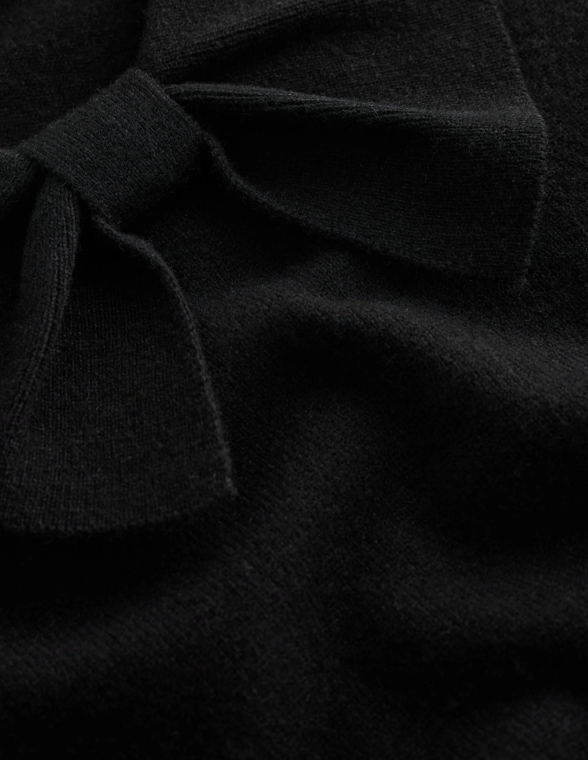 Bow Neck Knitted Sweater-Black - 1