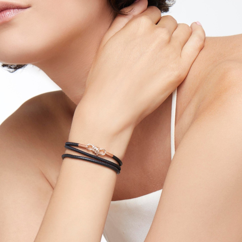 Rose Gold & Leather Cord Nodo Bracelet 3