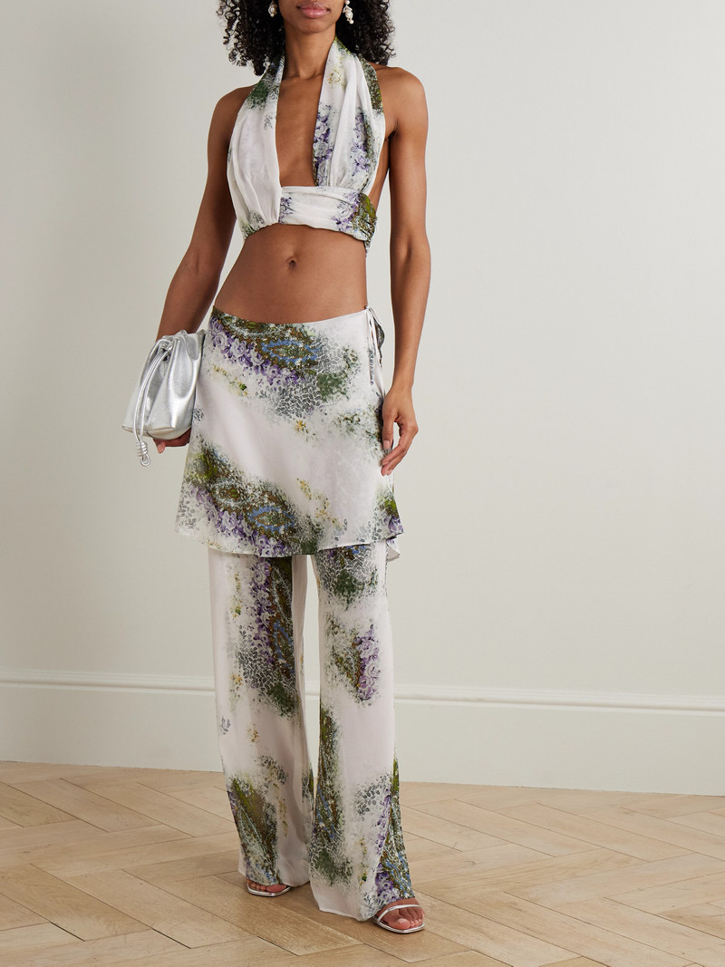 CHRISTOPHER ESBER Absence Cropped Printed Silk-chiffon Halterneck Top outlook