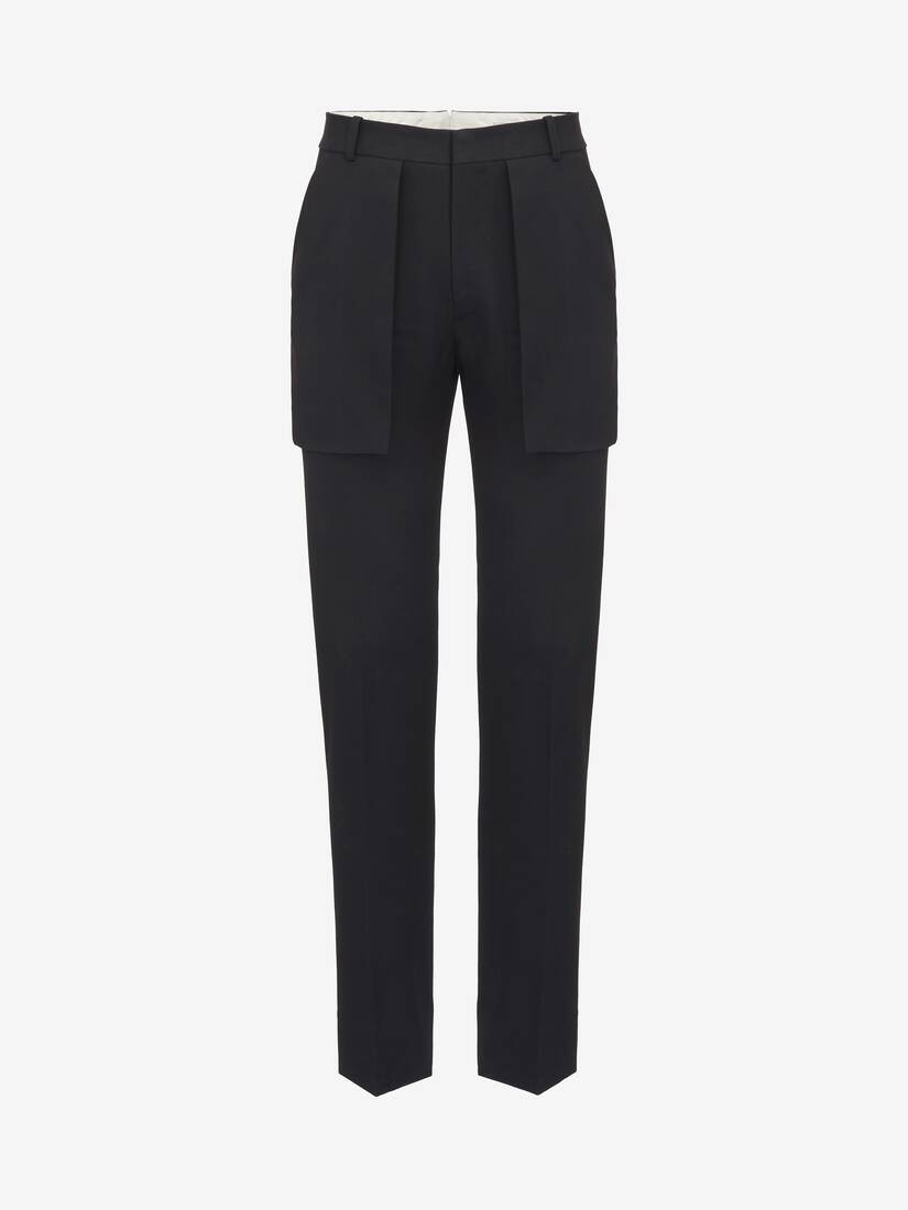 Men's Exposed Pocket Trousers in Black - 1