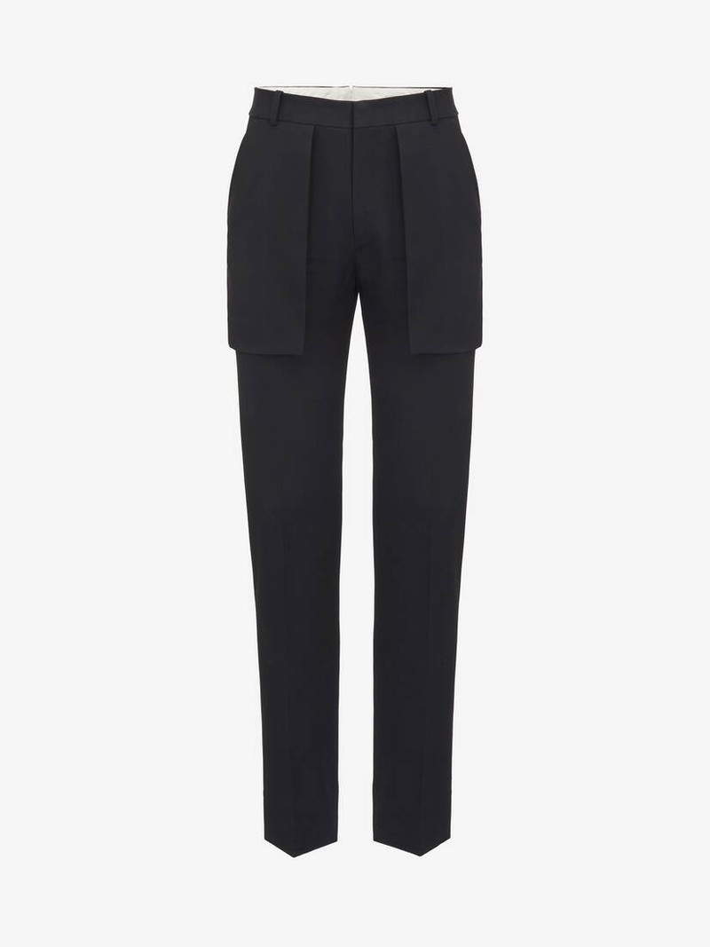 Men's Exposed Pocket Trousers in Black - 1