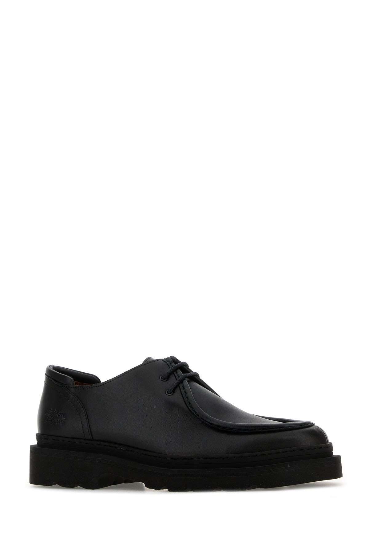 Black leather lace-up shoes - 2