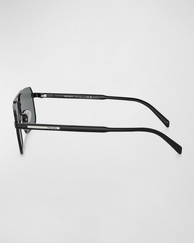 Prada Men's Metal Plaque Sunglasses outlook