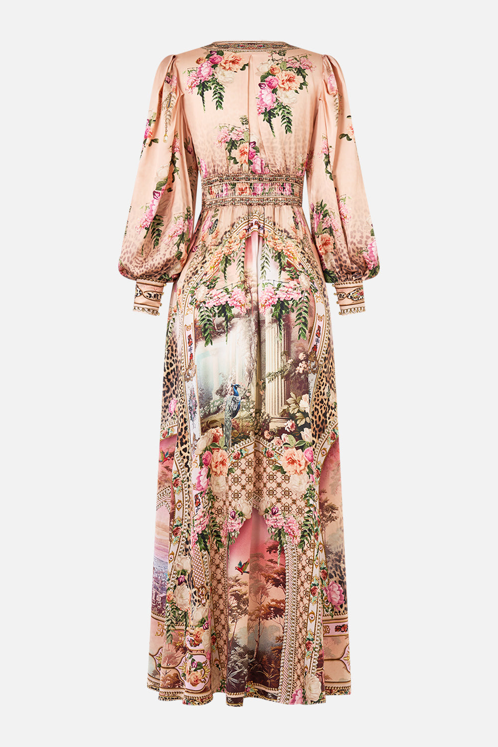 SHAPED WAISTBAND DRESS WITH GATHERED SLEEVES - 8