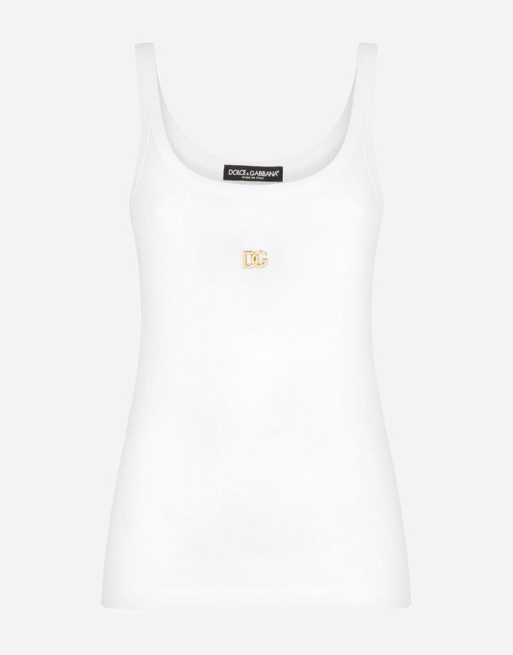 Fine-rib jersey tank top with DG logo - 3