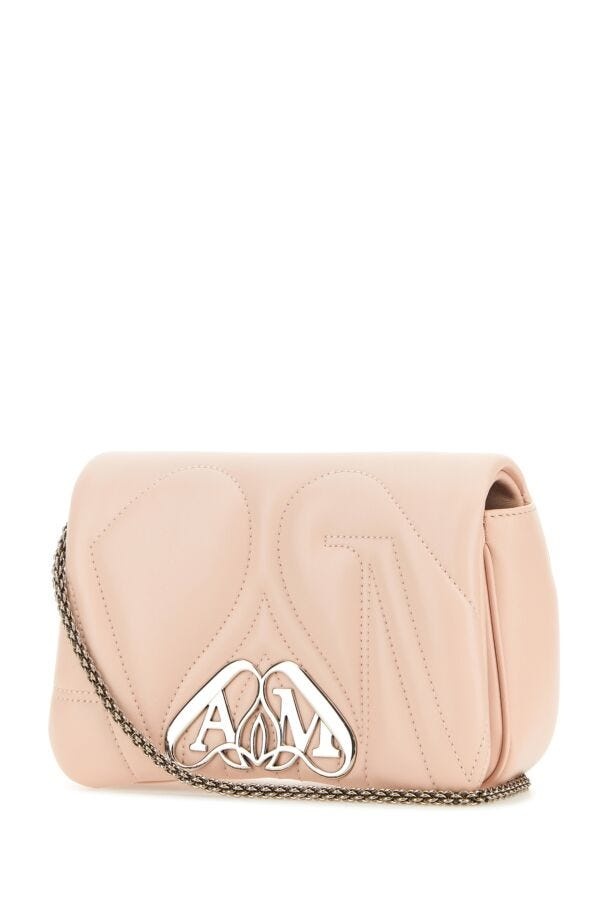 Alexander Mcqueen Women Pastel Pink Leather Mini Seal Clutch - 2