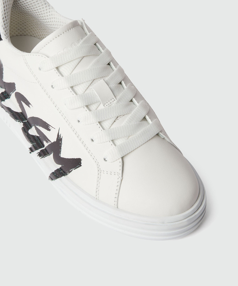 Leather MSGM brushstroke logo sneakers 4