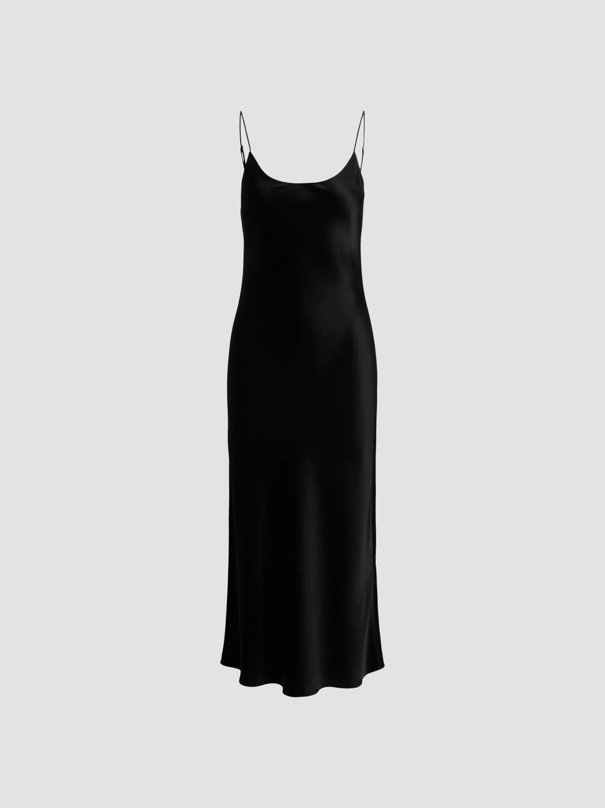 Women's Double-Faced Satin Slipdress - Black - 1