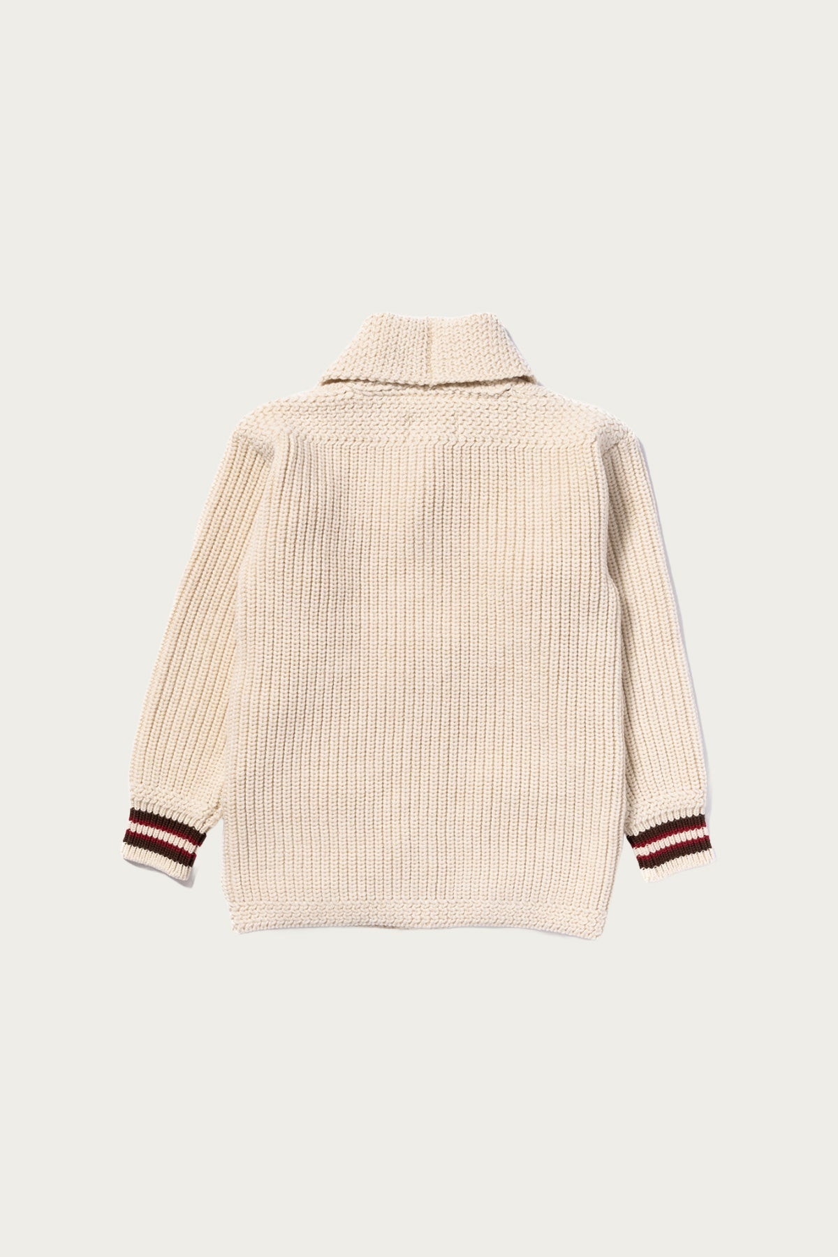 Striped Shawl Collar Cardigan - Ecru - 2
