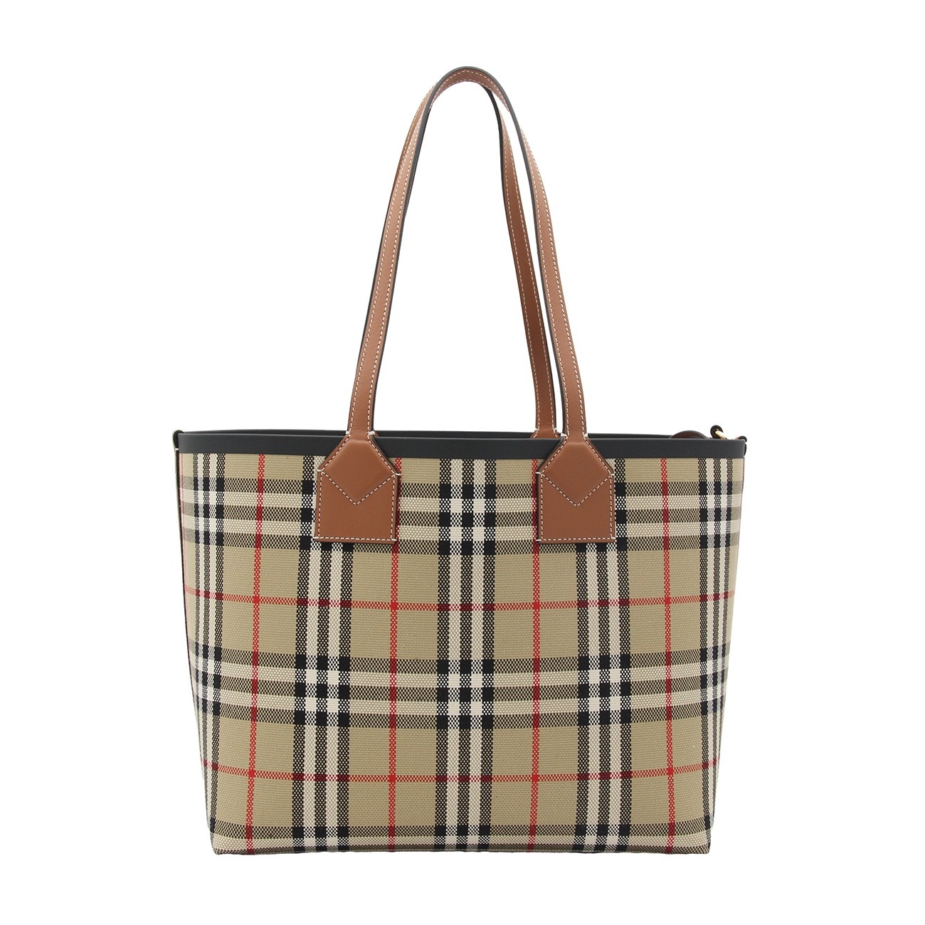 vintage check canvas london tote bag - 3