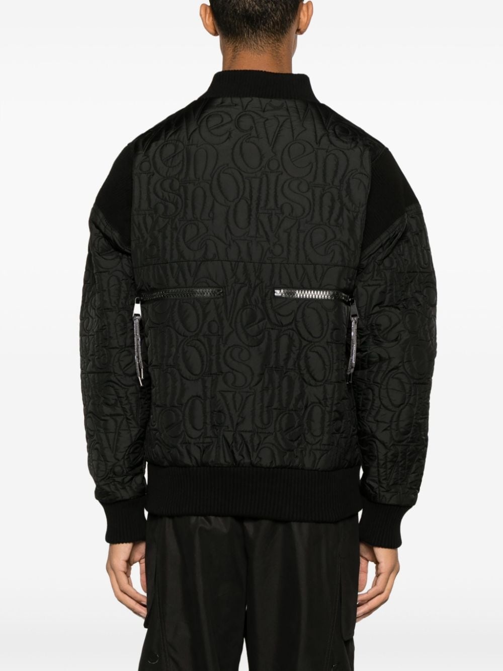 logo-stitch quilted bomber jacket - 4