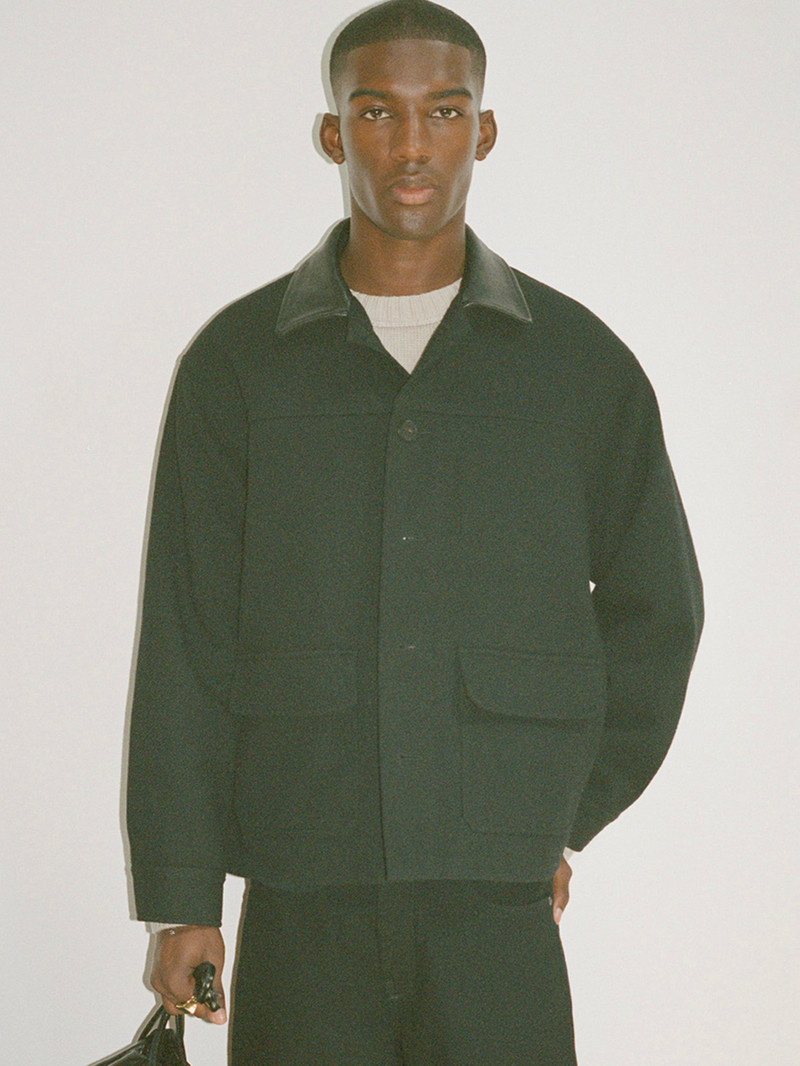 FRAME Woolen Workwear Jacket in Black outlook