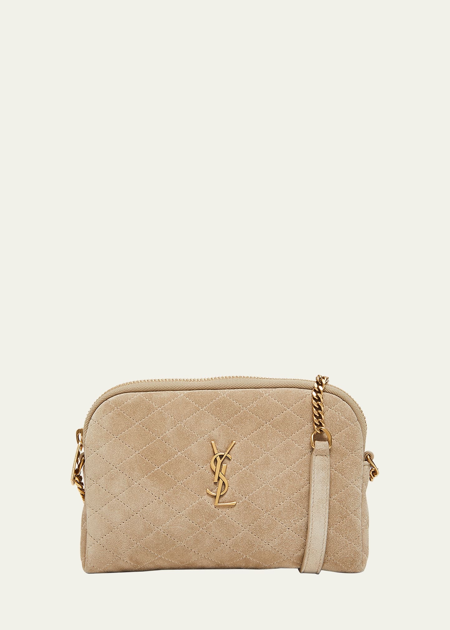 YSL Quilted Suede Pouch Shoulder Bag - 1