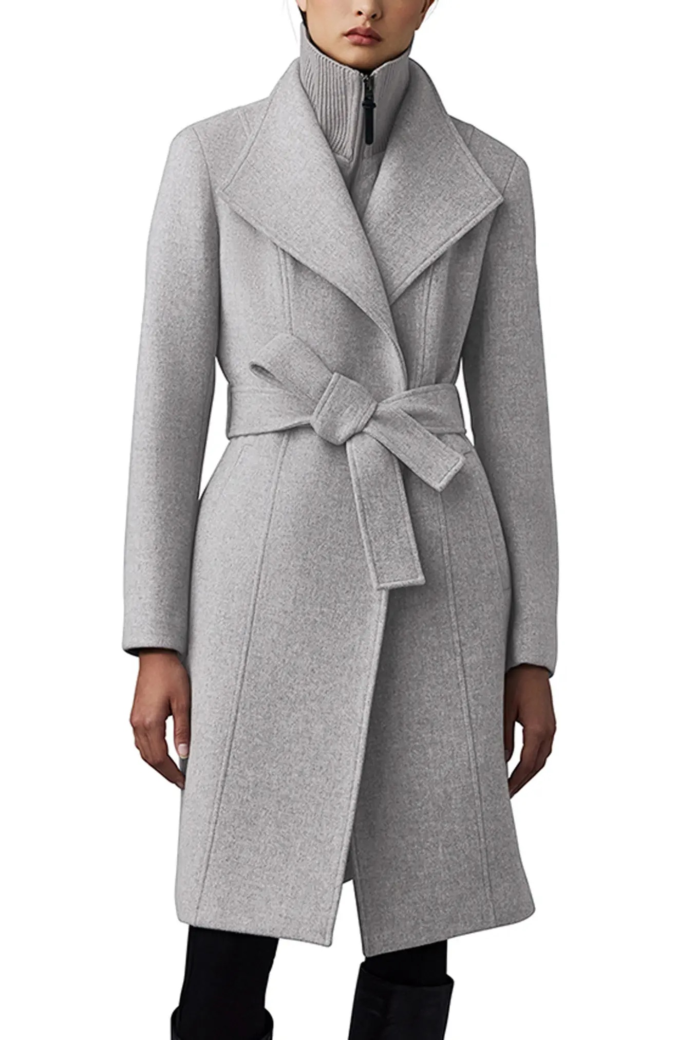 MACKAGE Nori K Belted Double Face Wool Coat with Wool Blend Bib nordstrom REVERSIBLE