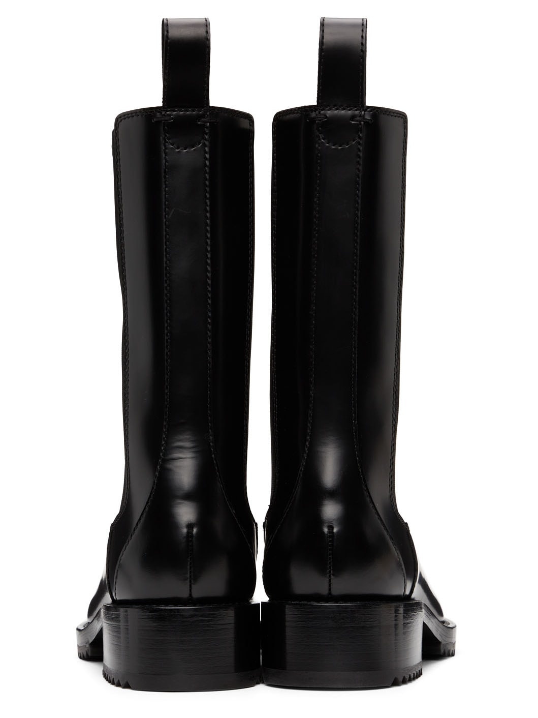 Black Polished Leather Chelsea Boots - 4
