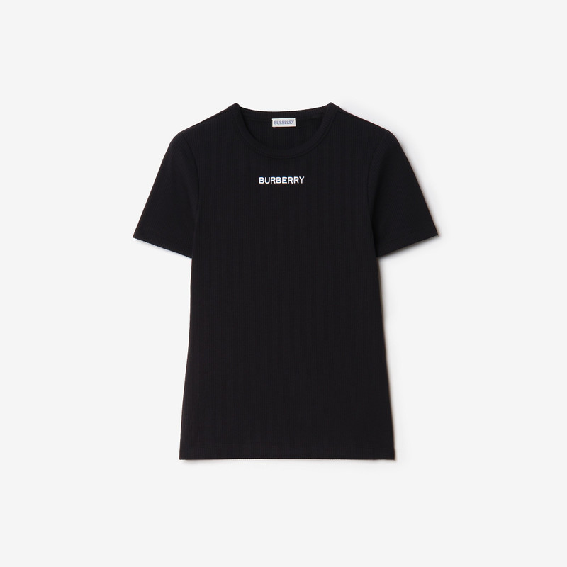 Ribbed Stretch Cotton T-shirt 1
