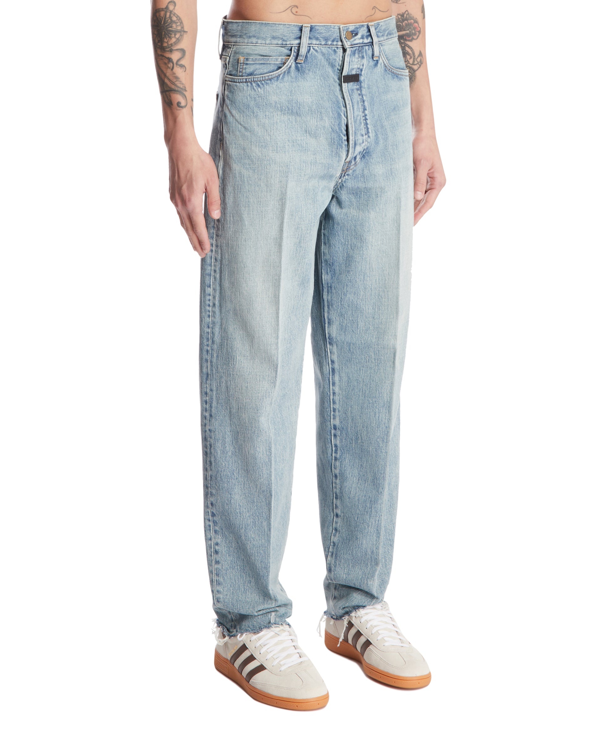Blue Pleated Jeans - 4