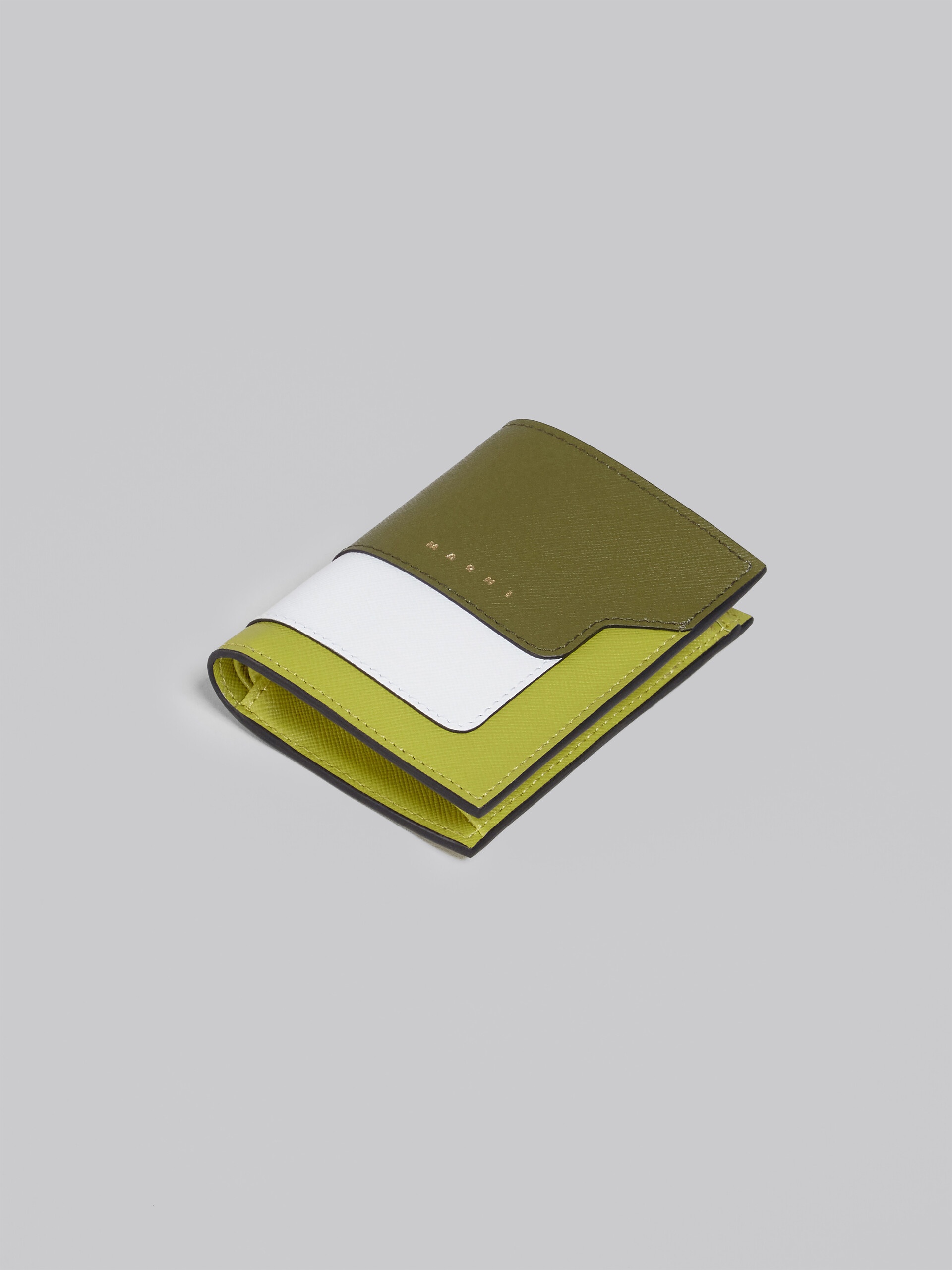 GREEN AND WHITE SAFFIANO LEATHER BI-FOLD WALLET - 5