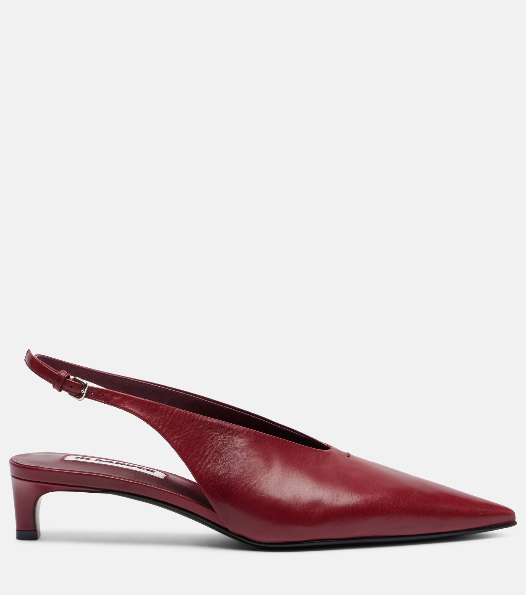 Pointy leather slingback pumps - 4
