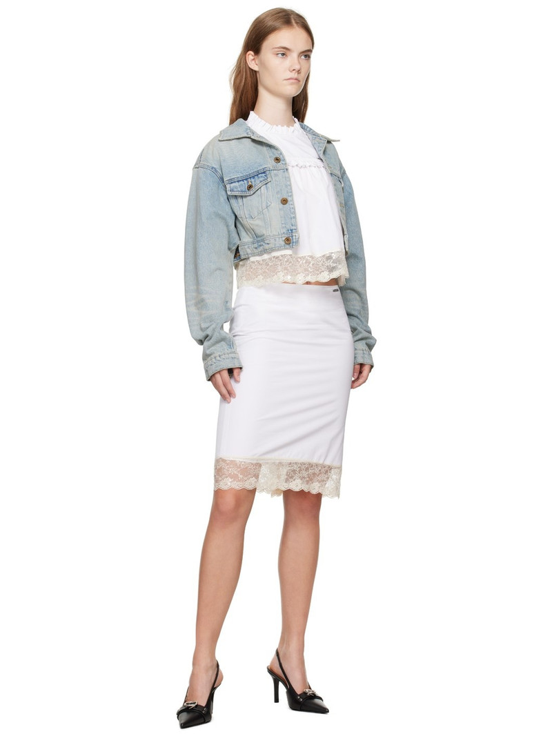 We11done White Lace Trim Midi Skirt outlook