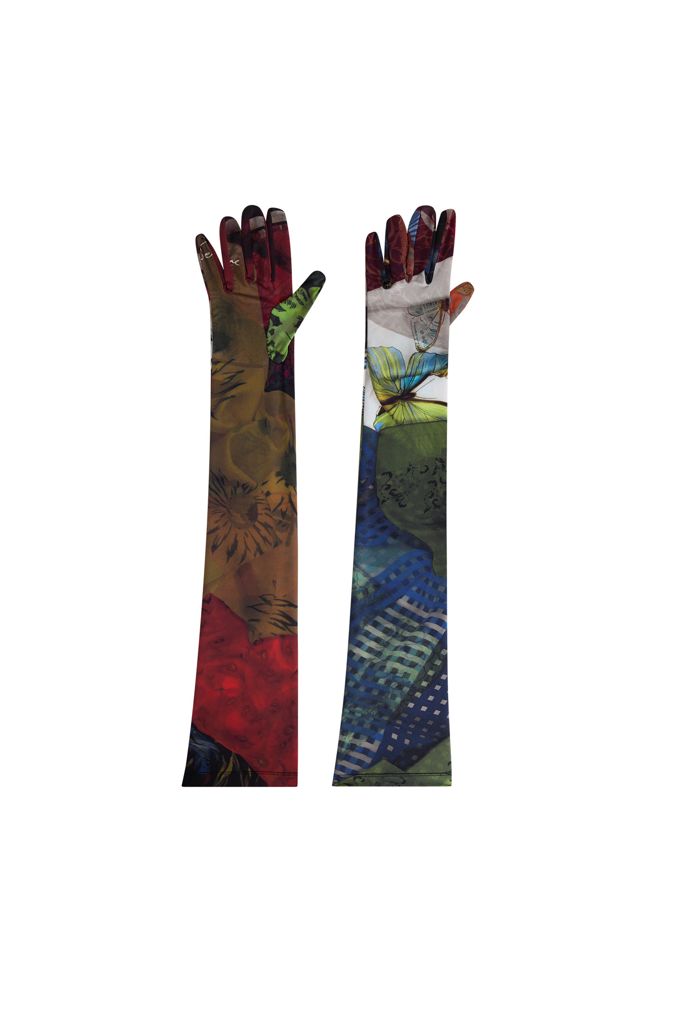 Regenerated Scarves Print Jersey Long Gloves - 1