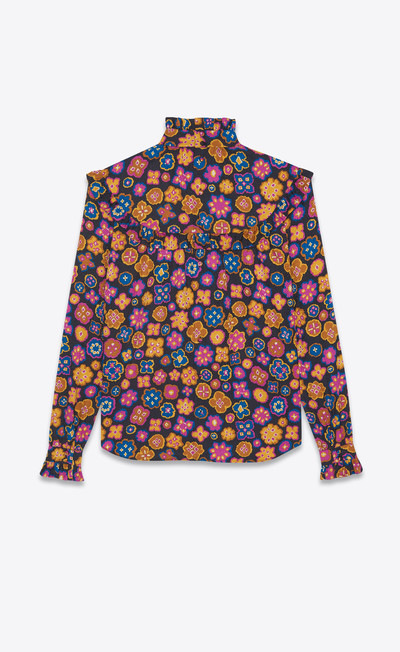 SAINT LAURENT blouse in matte and shiny retro floral silk outlook