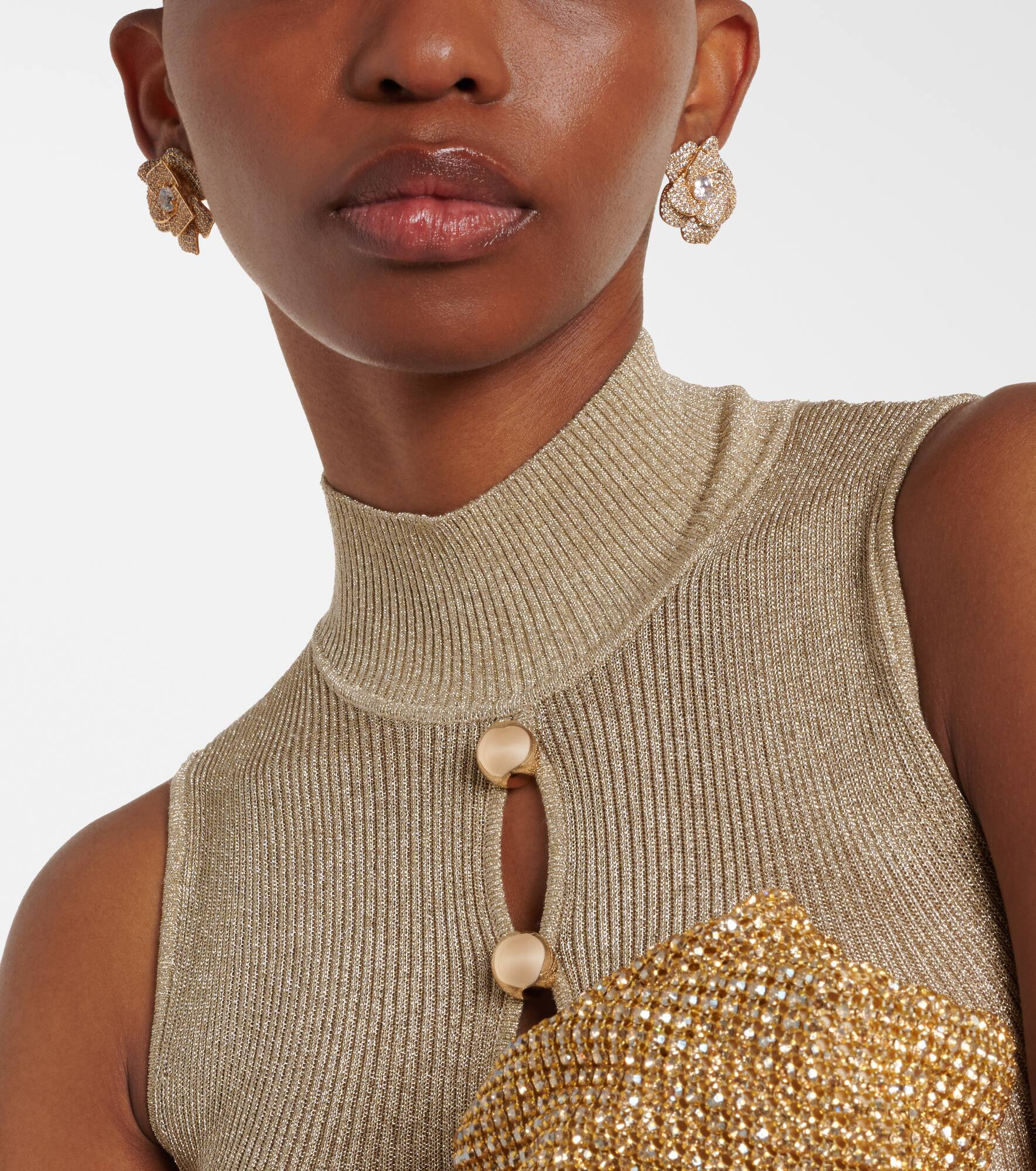 Crystal-embellished flower earrings - 6
