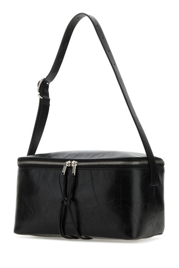 Black leather medium shoulder bag - 2