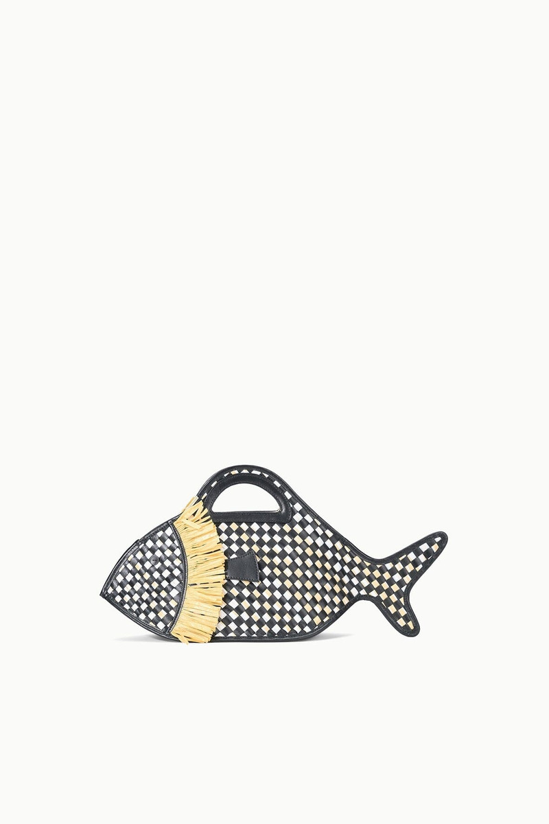 STAUD CLEO FISH BASKET BAG BLACK NATURAL 1