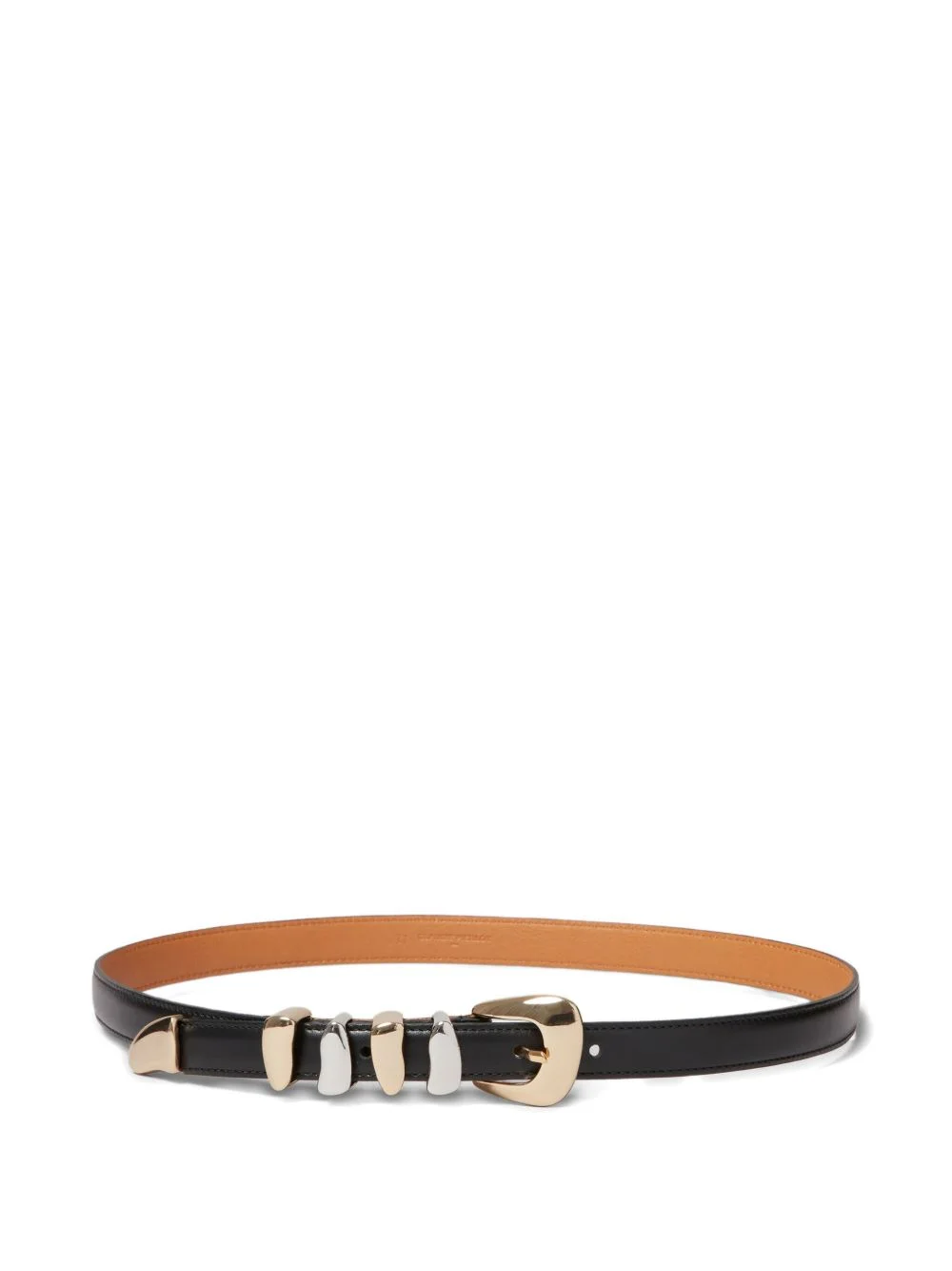 metallic-buckle leather belt - 1