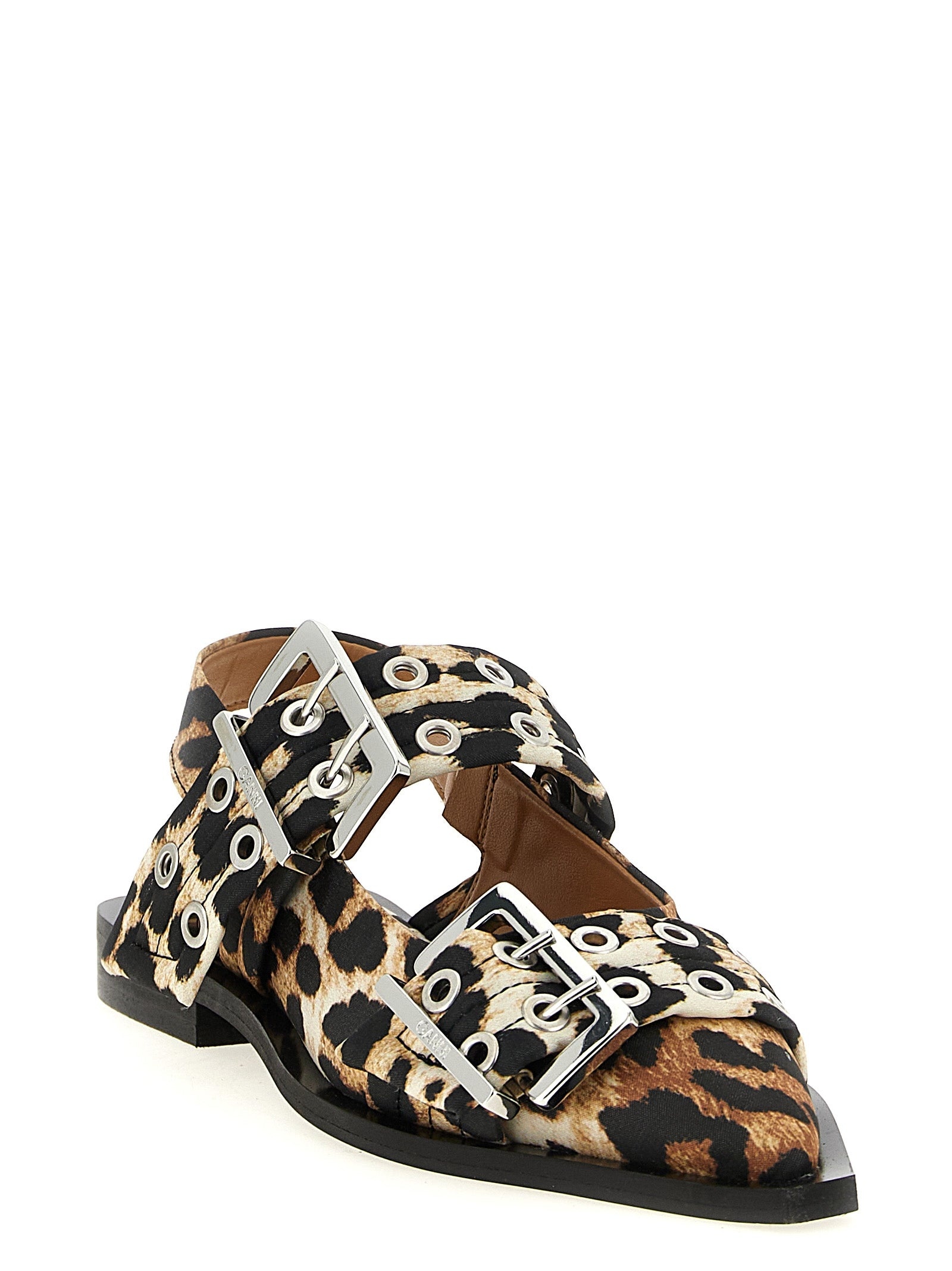 Leopard Satin Feminine Buckle Flat Shoes Multicolor - 2