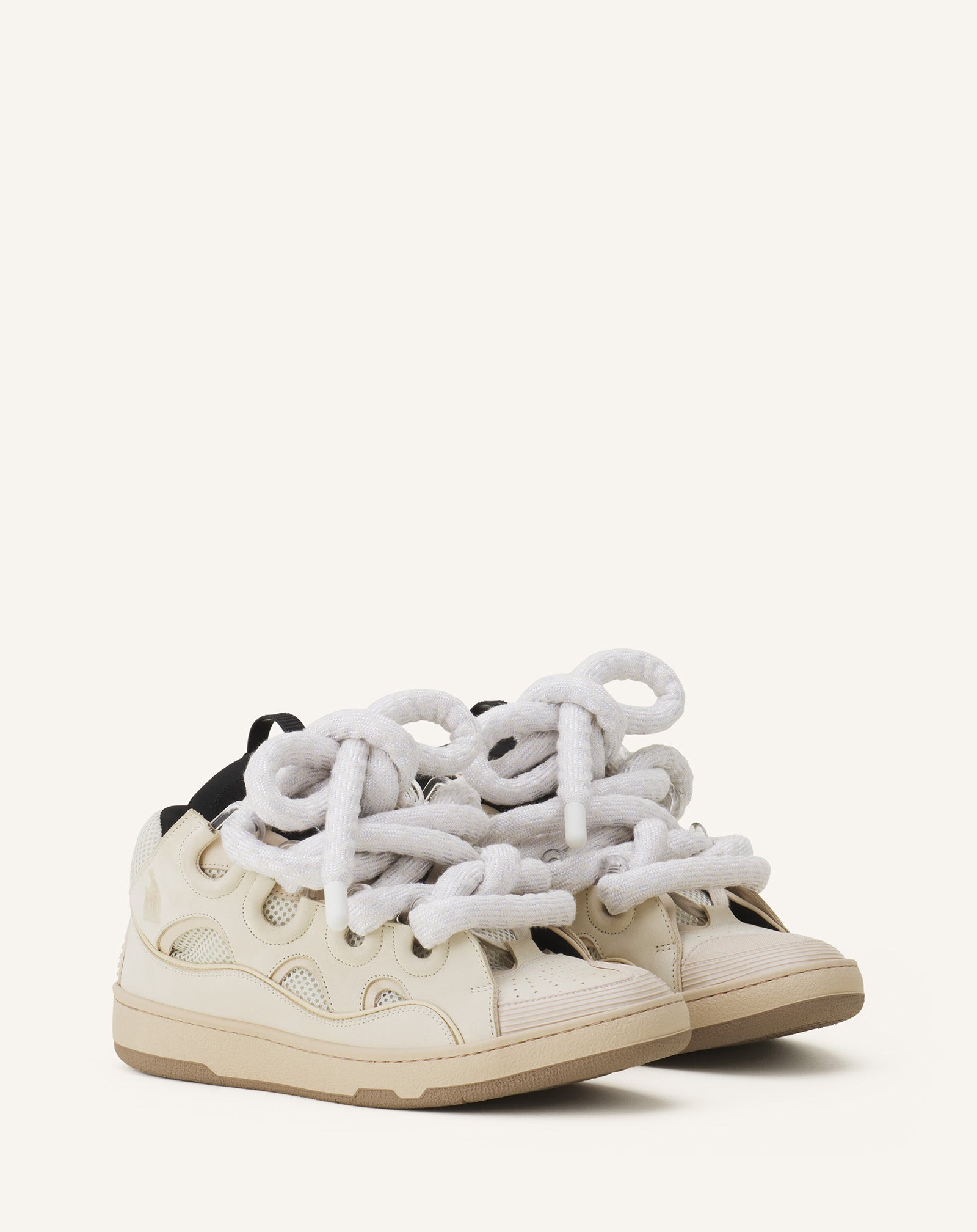 CURB SNEAKERS IN LEATHER WITH SNAKE LACES - 2