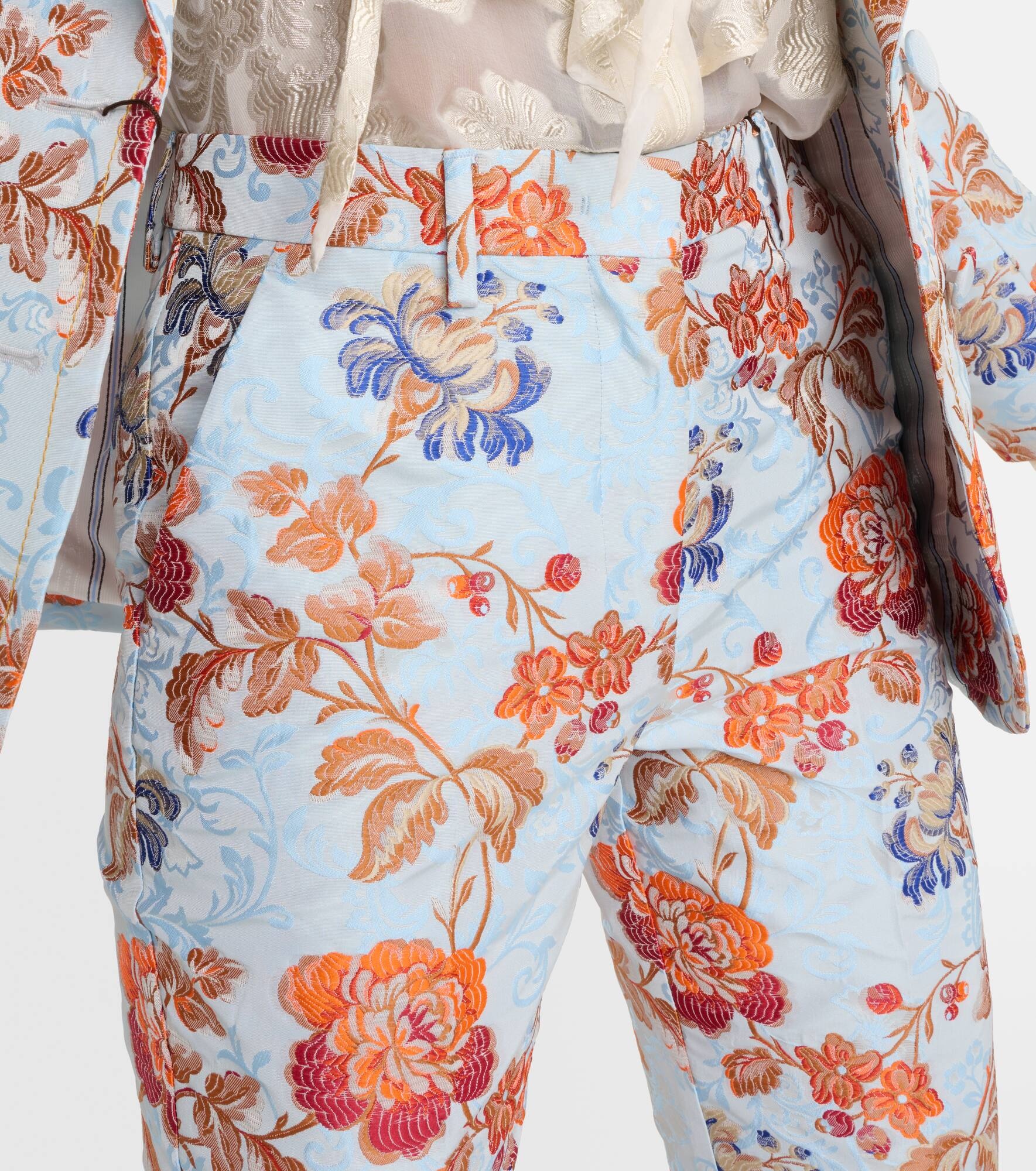 Floral jacquard pants - 4