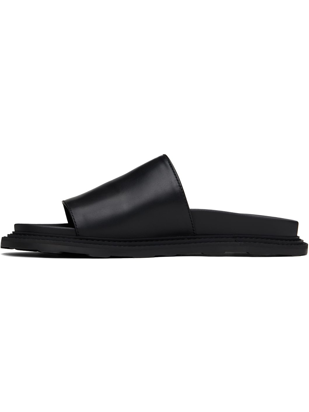 Black Calfskin Logo Plaque Sandals - 3