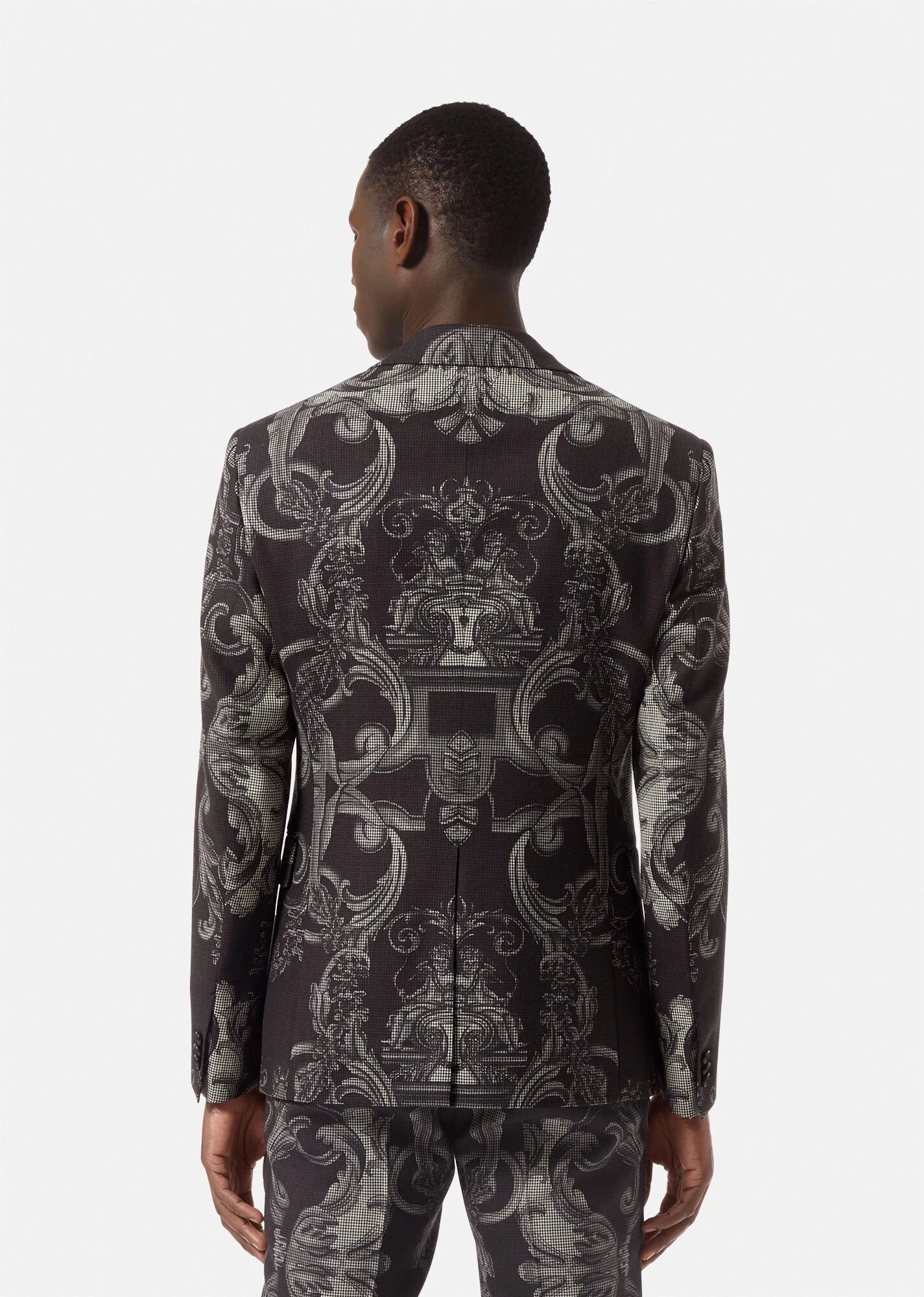Silver Baroque Wool Blazer - 4