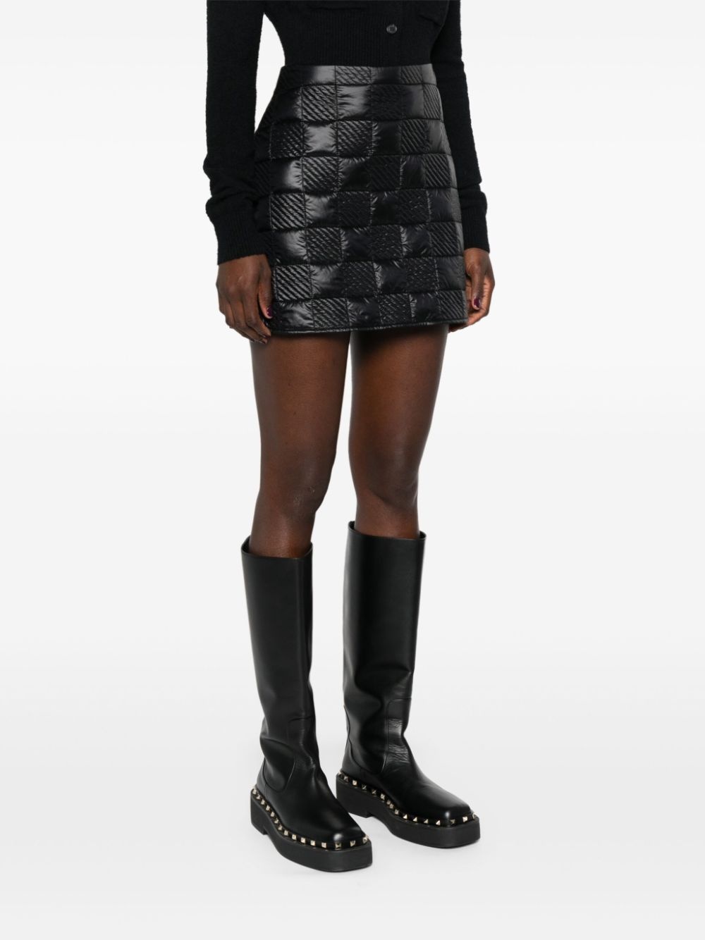 logo-patch quilted miniskirt - 3