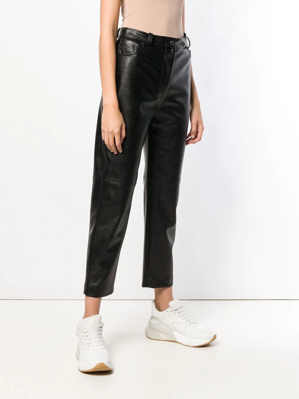 eco leather cropped trousers - 3