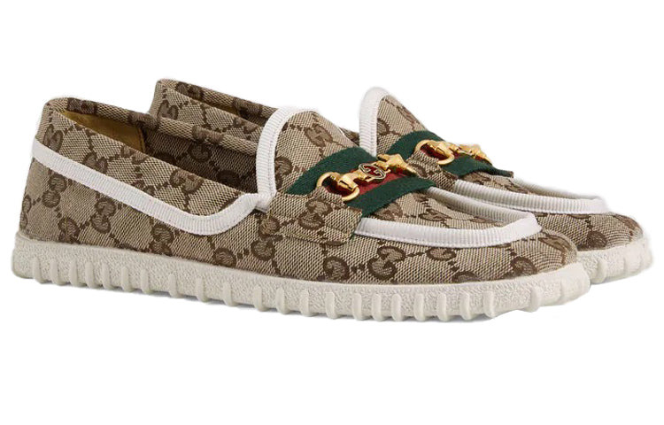(WMNS) Gucci Driver With Horsebit Web 'Beige' 655468-2HK70-9794 - 2