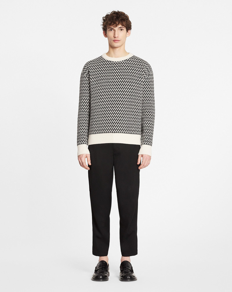 Lanvin CURB HERRINGBONE CREWNECK SWEATER IN MERINO WOOL outlook