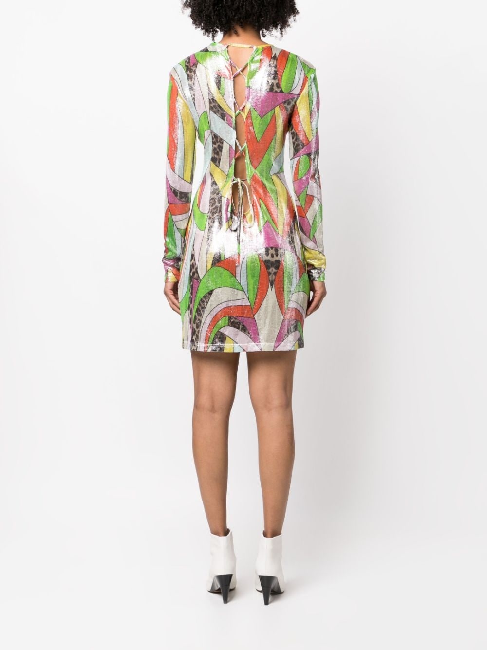 mix-print knitted minidress - 4