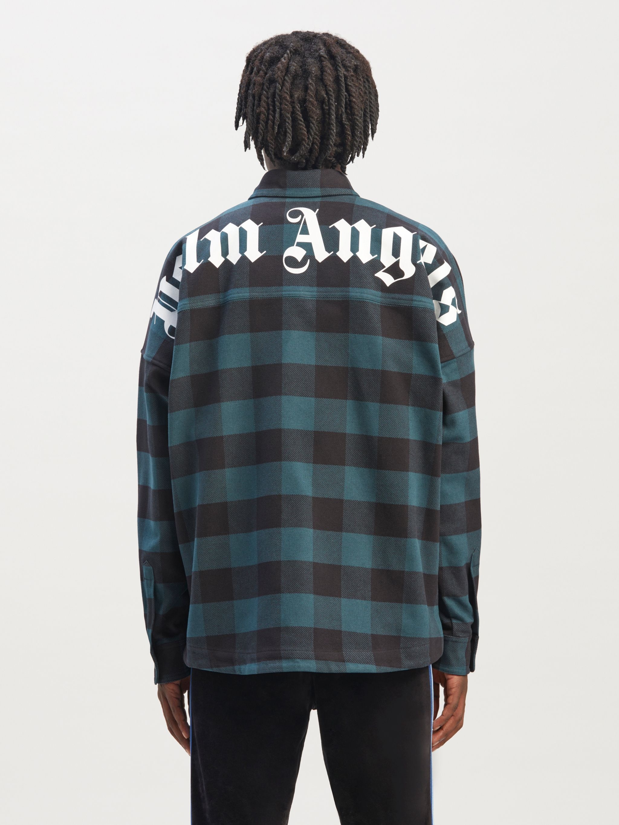 logo-print checked shirt - 5