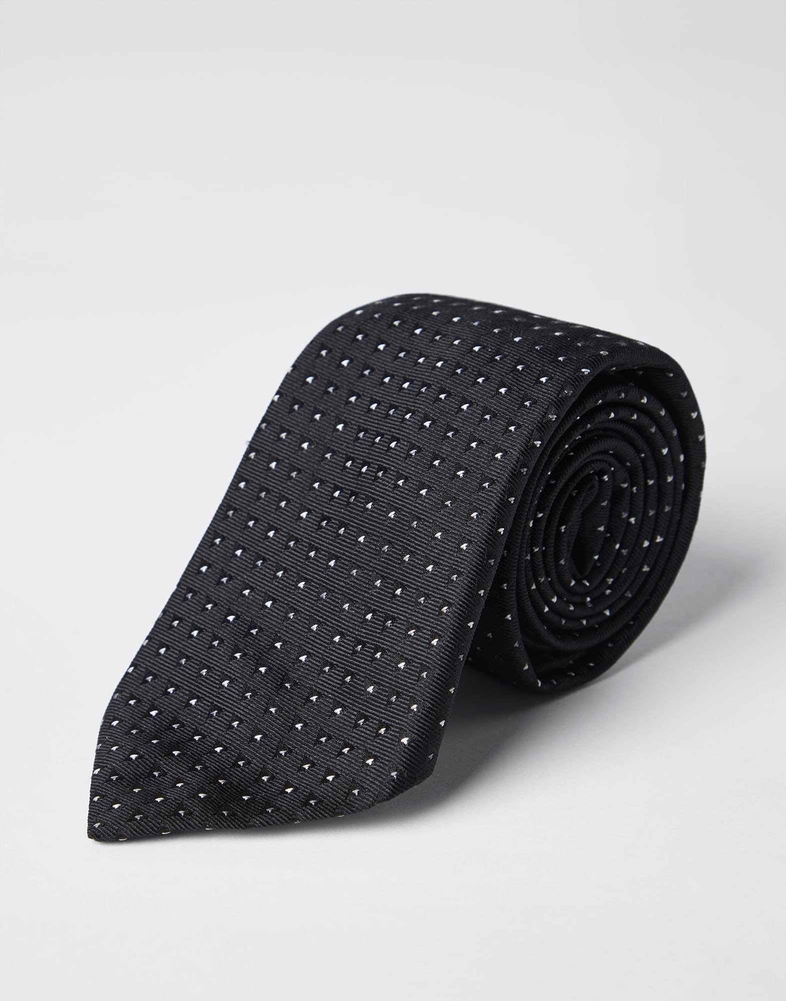 Silk tie with polka dot jacquard - 2