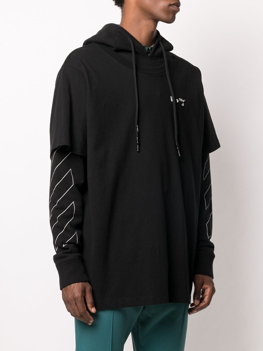 diagonal-stripe logo-print hoodie - 3