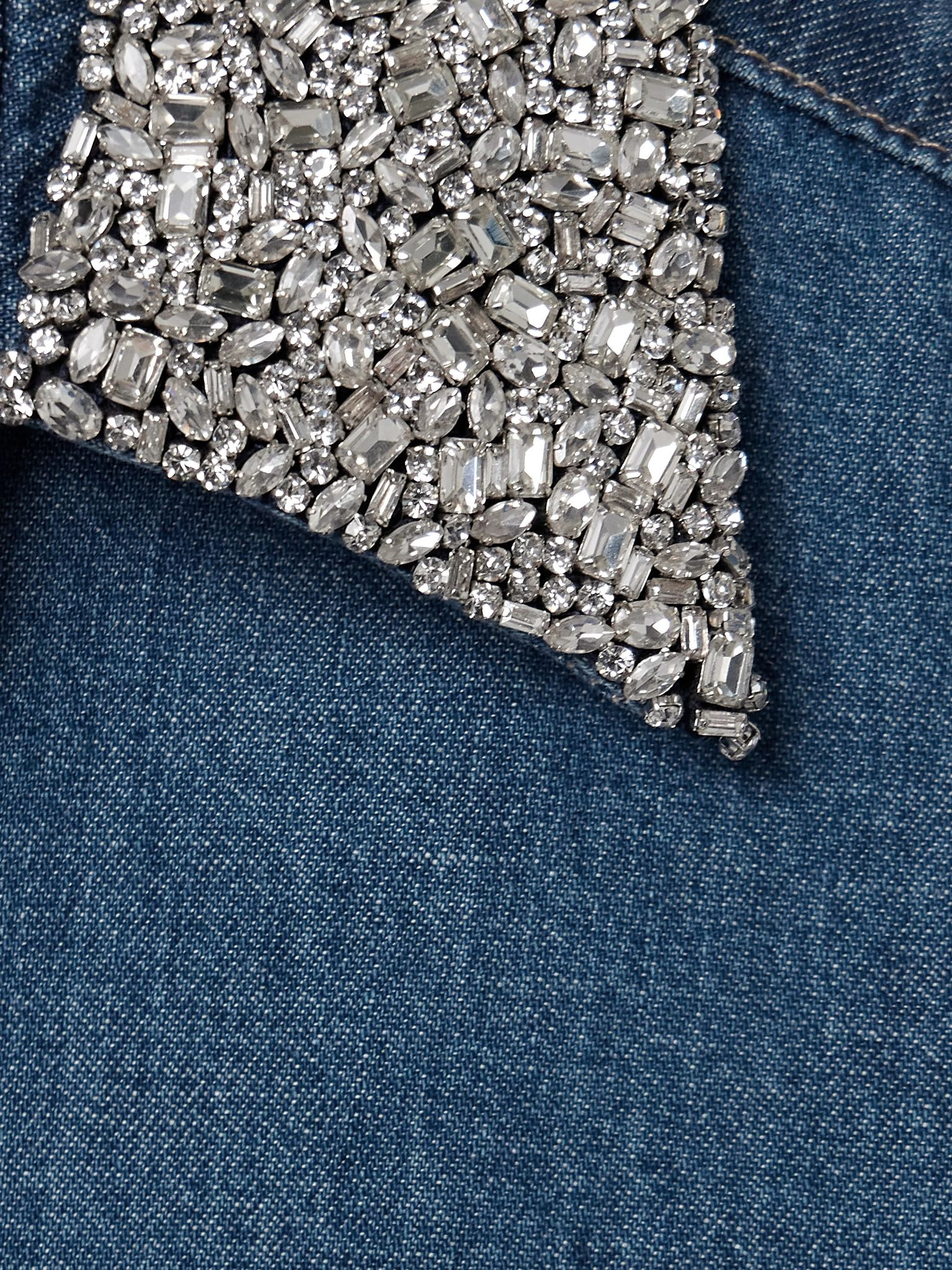 My Ex's Denim cropped crystal-embellished denim shirt Dark denim - 5